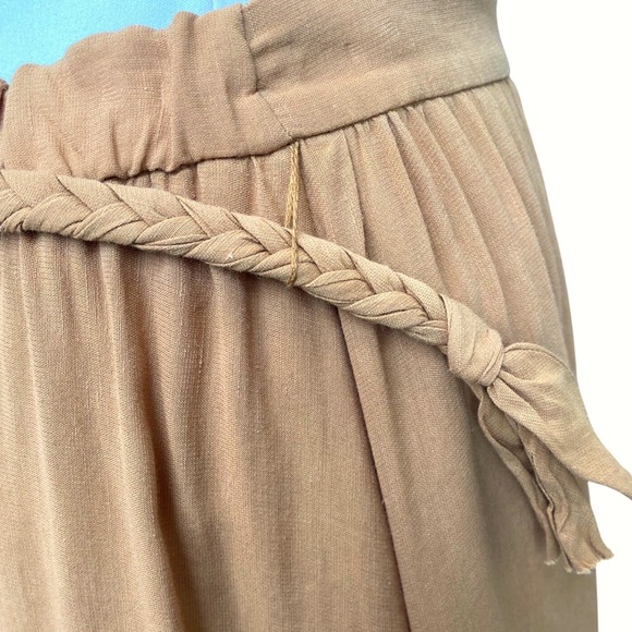 NEW‎ ALICE + OLIVIA Faith Braided Cut Out Open Back Midi Dress Size 6 Tan Linen - Picture 9 of 12